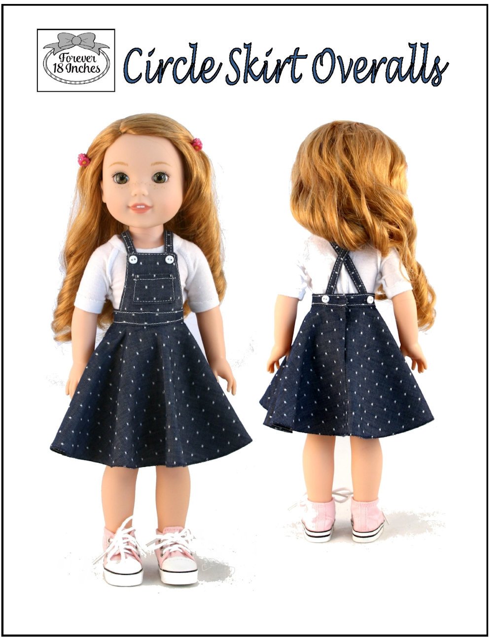 Circle Skirt Overalls 14-14.5" Doll Clothes Pattern