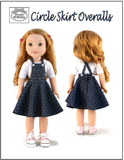 Circle Skirt Overalls 14-14.5" Doll Clothes Pattern