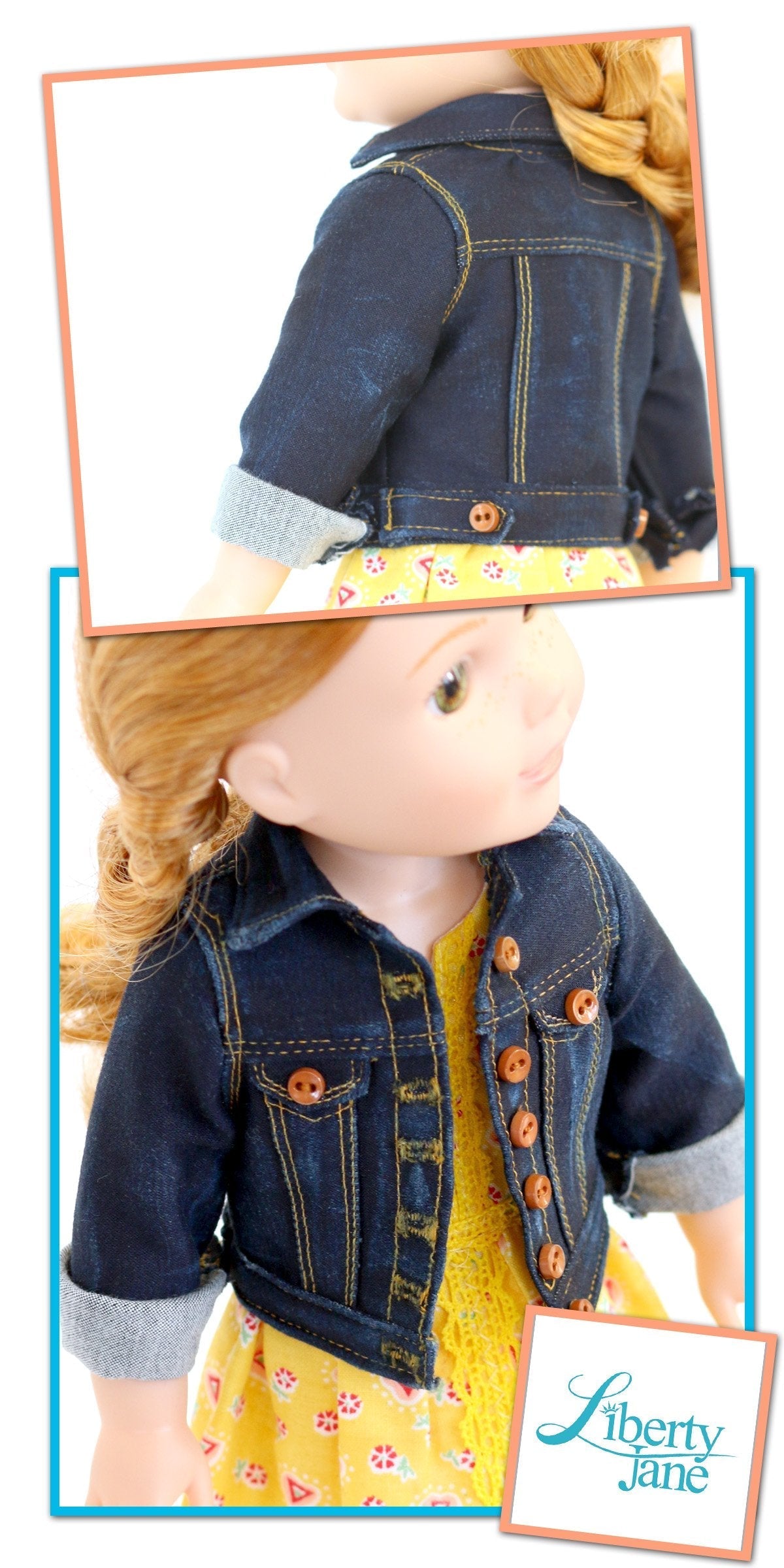 Denim Jacket 14.5" Doll Clothes Pattern