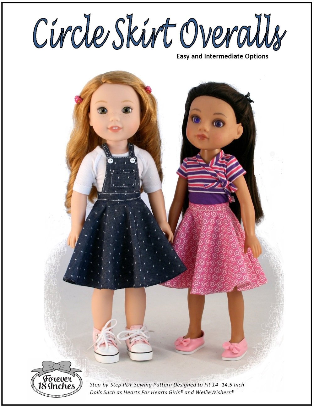 Circle Skirt Overalls 14-14.5" Doll Clothes Pattern