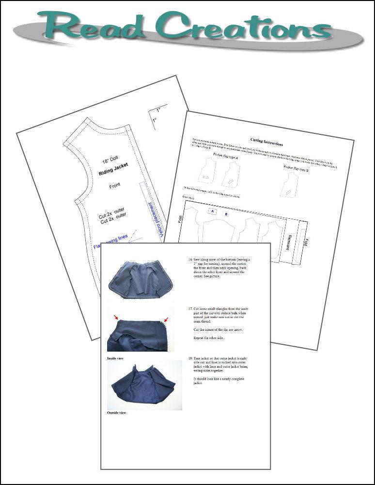Riding Jacket 18" Doll Clothes Pattern