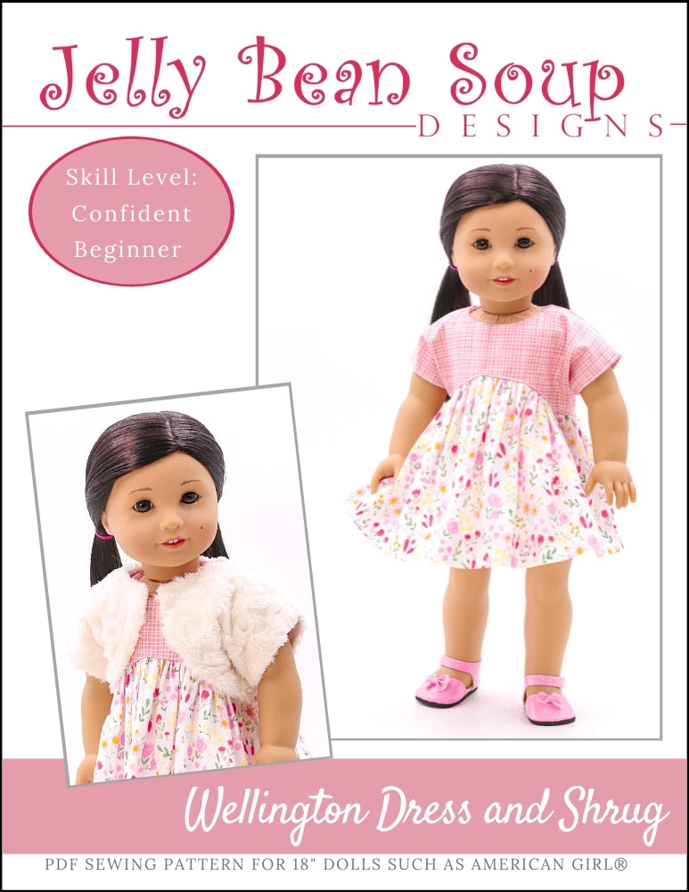 Wellington Dress and Shrug 18" Doll Clothes Pattern