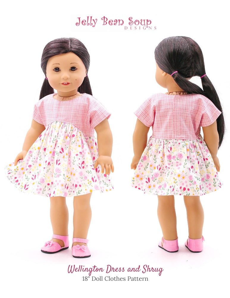 Wellington Dress and Shrug 18" Doll Clothes Pattern