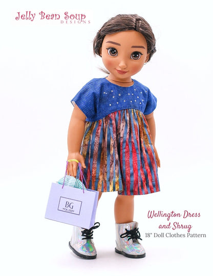 Wellington Dress and Shrug 18" Doll Clothes Pattern