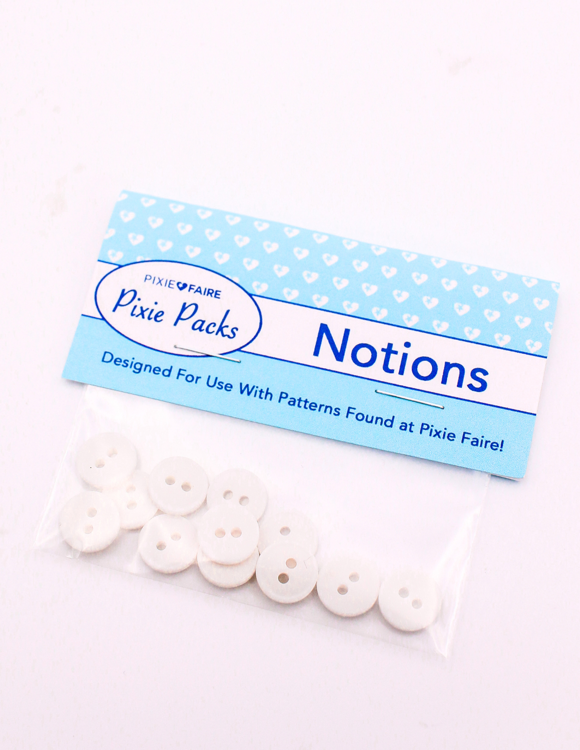 Pixie Packs Buttons - White 2-Hole Resin 3/8"
