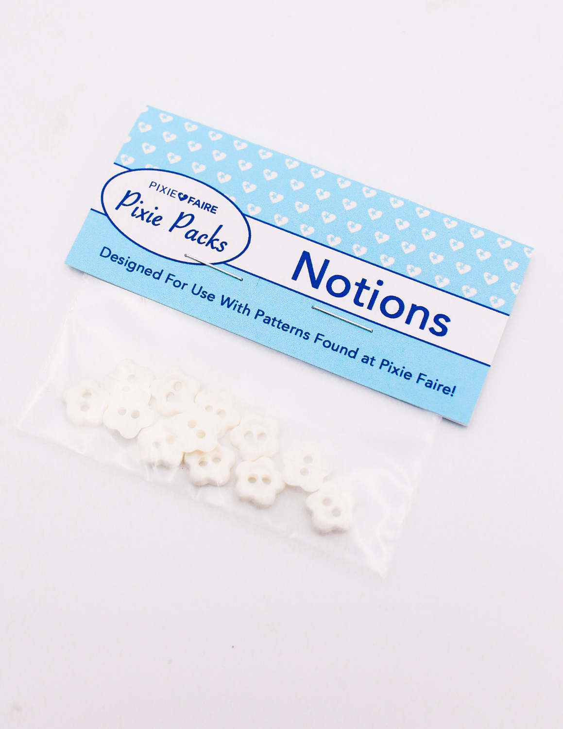 Pixie Packs Buttons - White Flower 1/2"