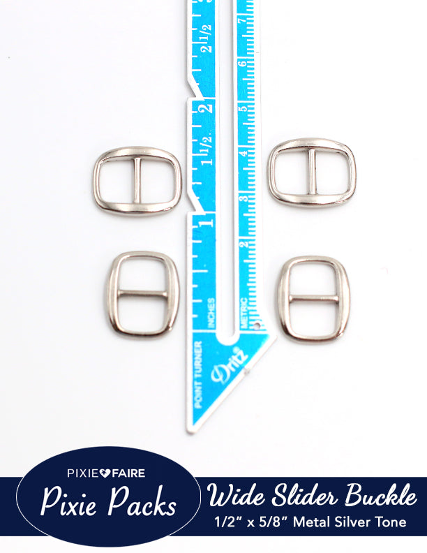 Pixie Packs Wide Oval Slider Buckle For 1/2" or 12mm Belt Metal Silver Tone