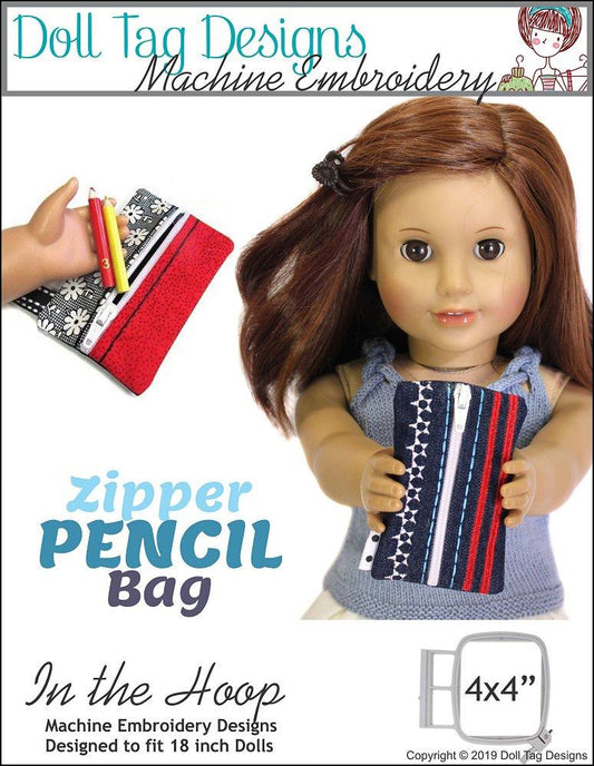 Zipper Pencil Bag 18" Doll Machine Embroidery Designs