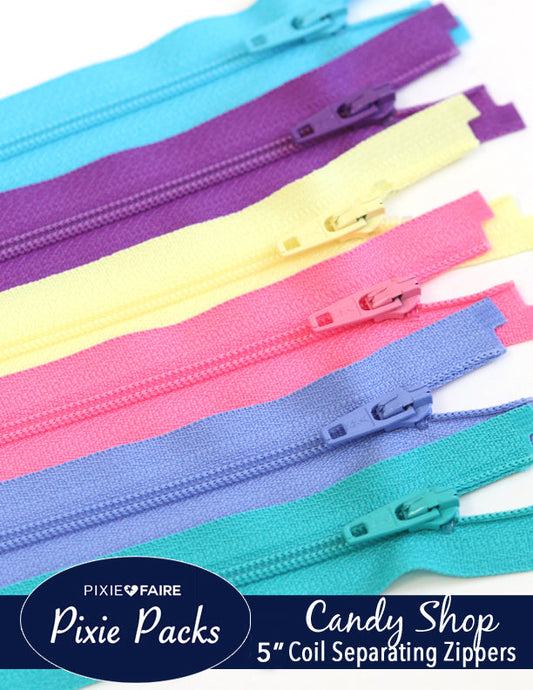 Pixie Packs 5" Separating Zippers Candy Shop - Coil