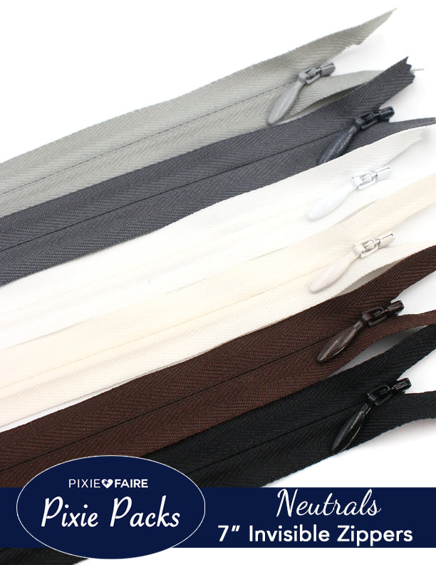 Pixie Packs 7" Invisible Zippers - Neutrals