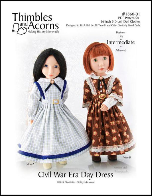 1860 Civil War Era Day Dress Pattern for AGAT Dolls