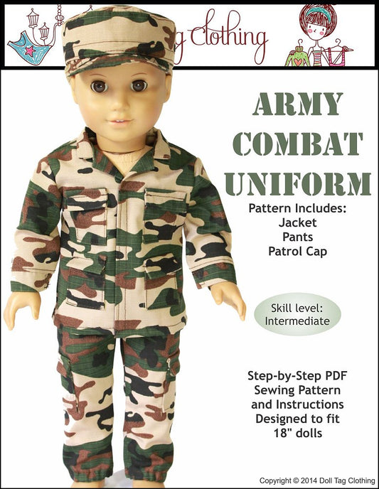 Army Combat Uniform 18" Doll Clothes Pattern