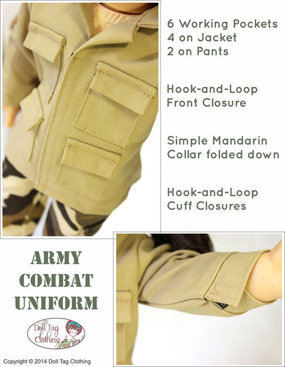 Army Combat Uniform 18" Doll Clothes Pattern