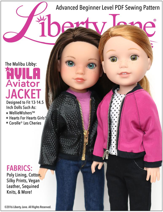 Avila Aviator Jacket 13-14.5 Inch Doll Clothes Pattern