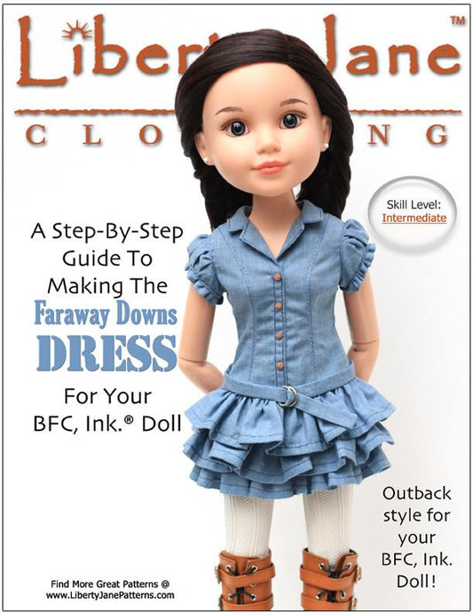 Faraway Downs Dress Pattern for BFC, Ink. Dolls