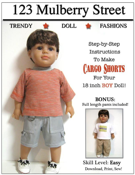 Boy Doll Cargo Shorts 18" Doll Clothes Pattern