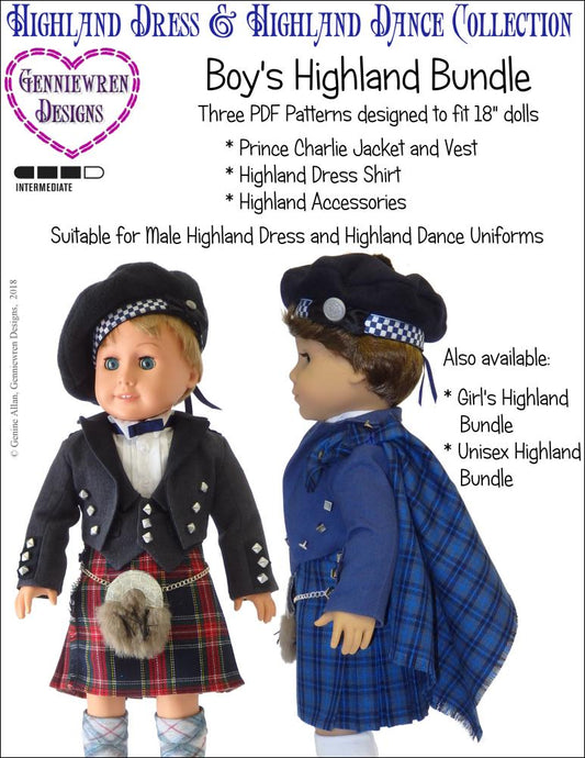 Boy's Highland Bundle 18" Doll Clothes Pattern