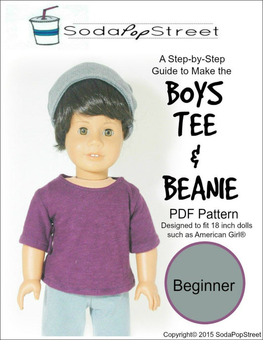 Boys Tee and Beanie 18" Doll Clothes Pattern