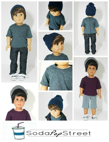 Boys Tee and Beanie 18" Doll Clothes Pattern