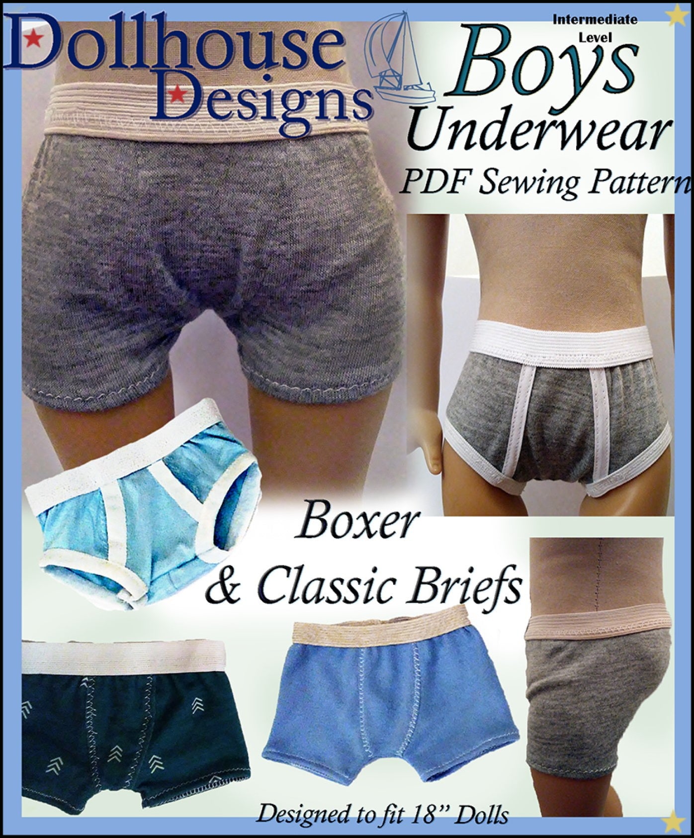 Boys Underwear 18" Doll Clothes Pattern