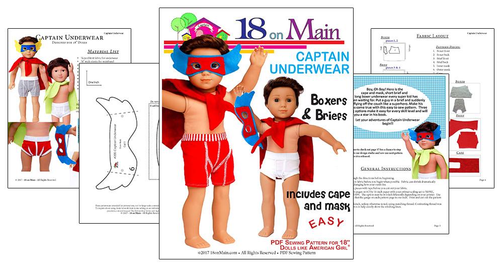 Captain Underwear 18" Doll Clothes Pattern