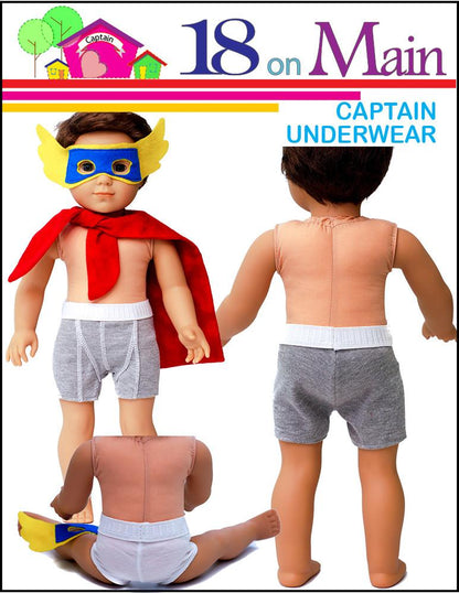 Captain Underwear 18" Doll Clothes Pattern