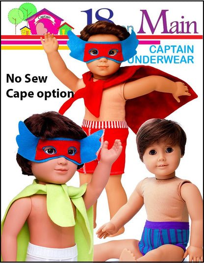 Captain Underwear 18" Doll Clothes Pattern