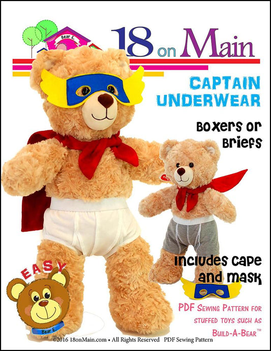 Captain Underwear Pattern for Build-A-Bear Dolls