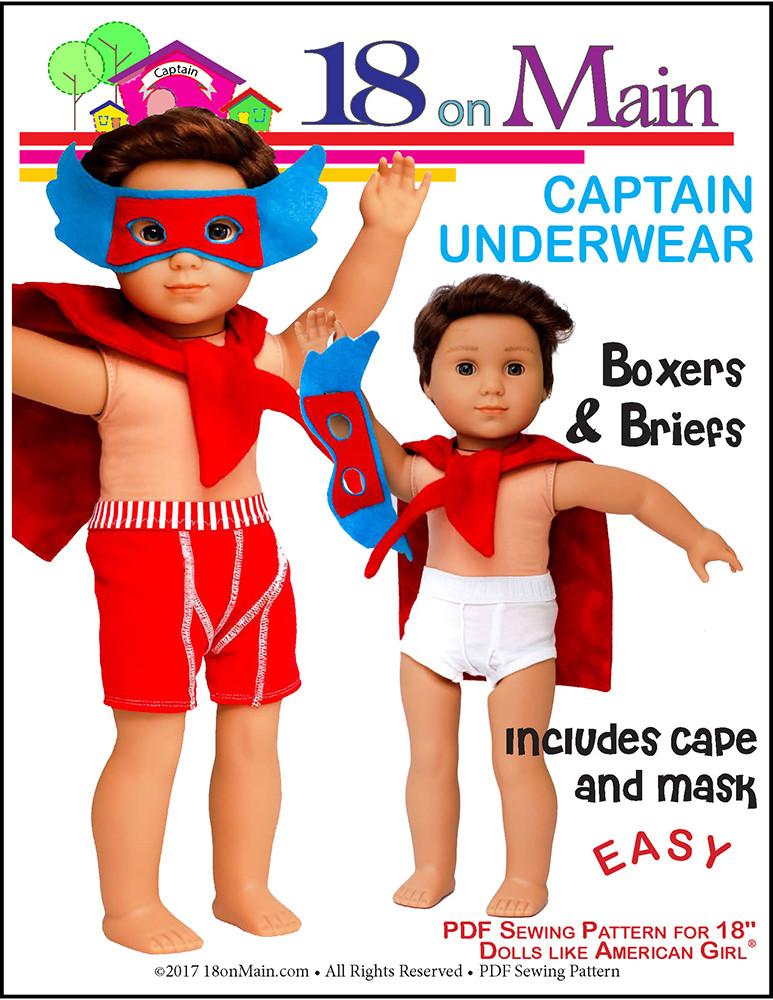 Captain Underwear 18" Doll Clothes Pattern