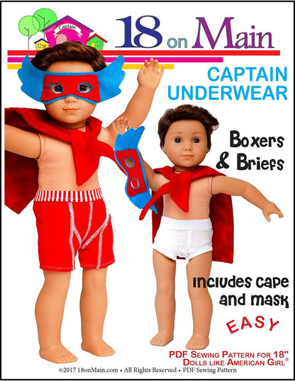 Captain Underwear 18" Doll Clothes Pattern