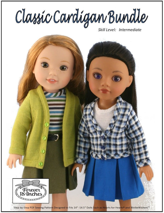 Classic Cardigan Bundle 14-14.5" Doll Clothes Pattern