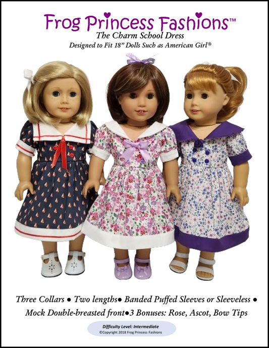 Charm School Dress 18" Doll Clothes Pattern