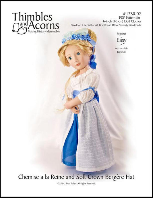 Chemise a la Reine and Soft Crown Bergère Hat for AGAT Dolls