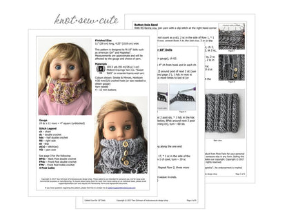 Cabled Cowl 18" Doll Crochet Pattern