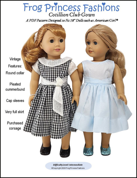 Cotillion Club Gown 18" Doll Clothes Pattern