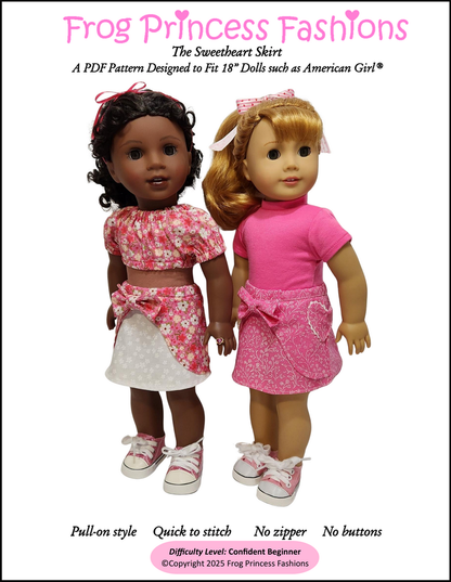 Sweetheart Skirt 18" Doll Clothes Pattern