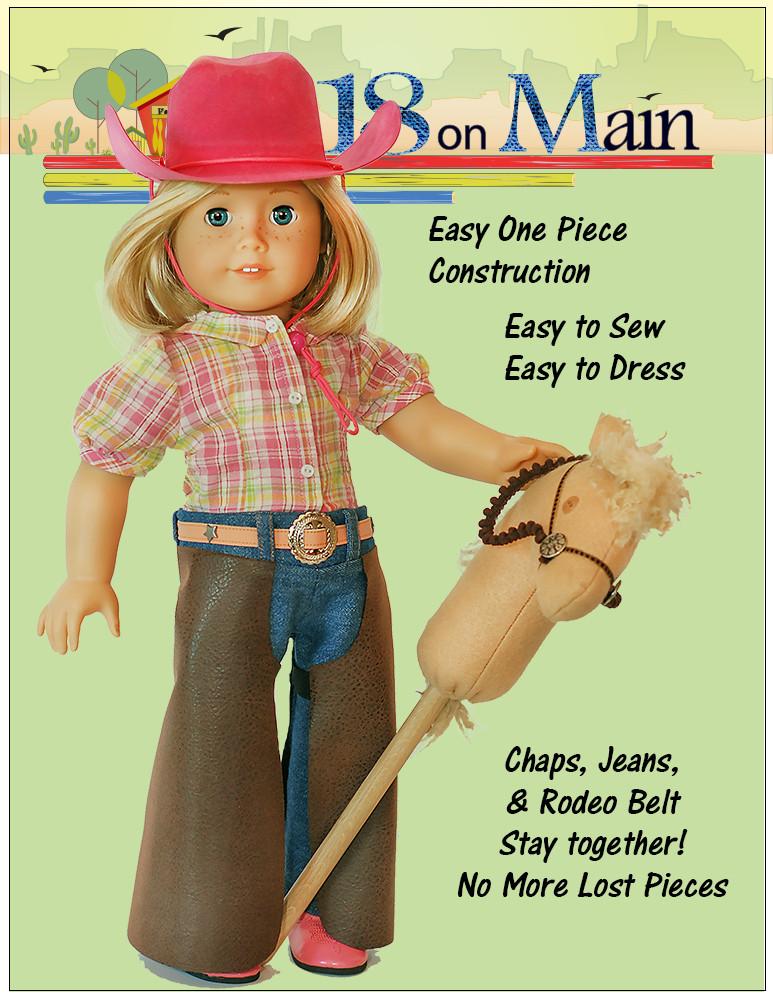 Cowgirl Ranch Chaps 18" Doll Clothes Pattern