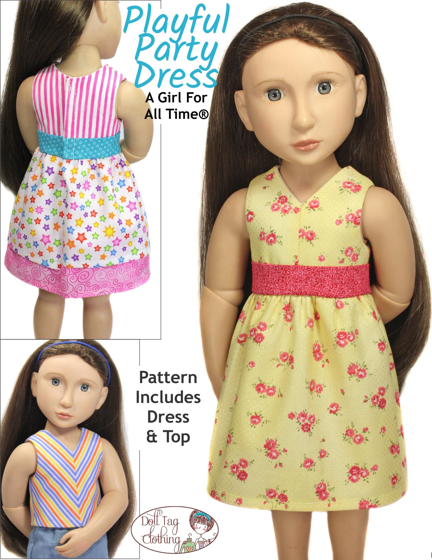 Playful Party Dress Pattern for A Girl For All Time Dolls