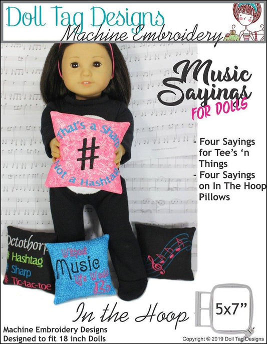 Music Sayings Pillows and Tee’s Machine Embroidery Designs