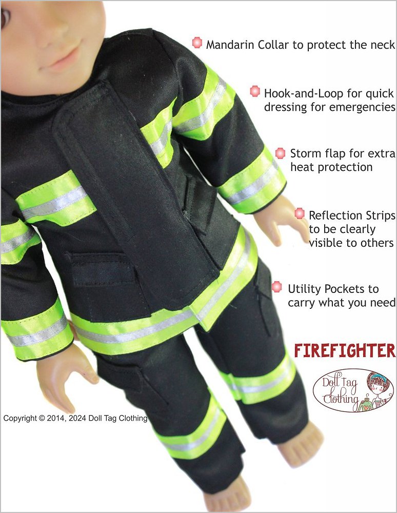 Firefighter Outfit 18" Doll Clothes Pattern