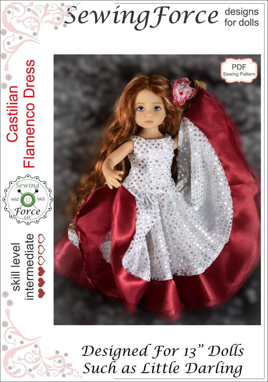 Castilian Flamenco Dress Pattern for Little Darling Dolls