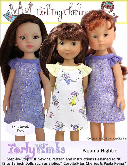 Forty Winks Pattern for 12-13" Siblies, Corolle Les Cheries, or Paola Reina Dolls