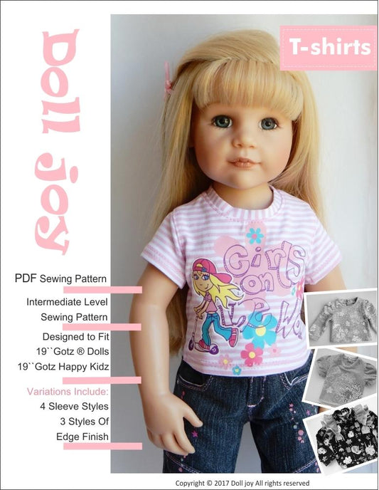 T-Shirts Pattern for 19" Gotz Dolls