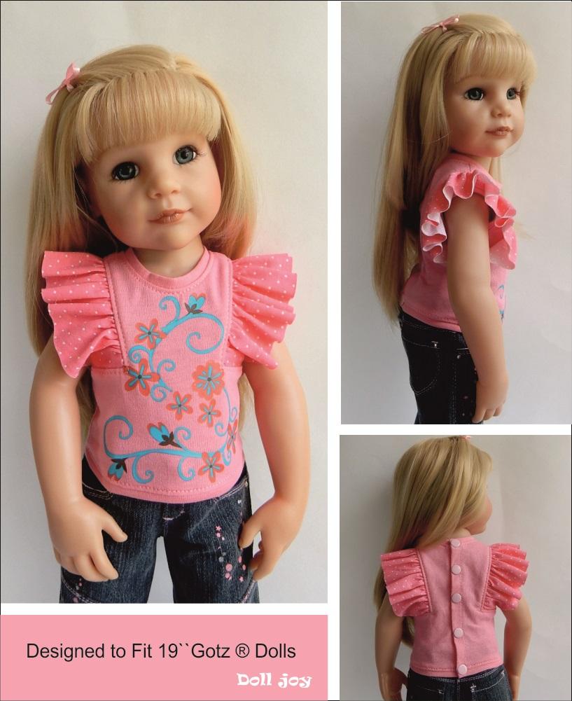 Flutter Sleeve Top Pattern for 19" Gotz Dolls