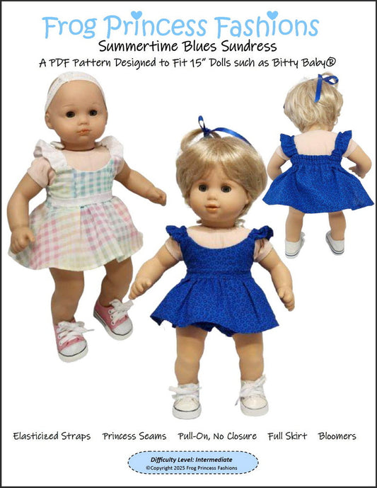 Summertime Blues Sundress 15" Baby Doll Clothes Pattern