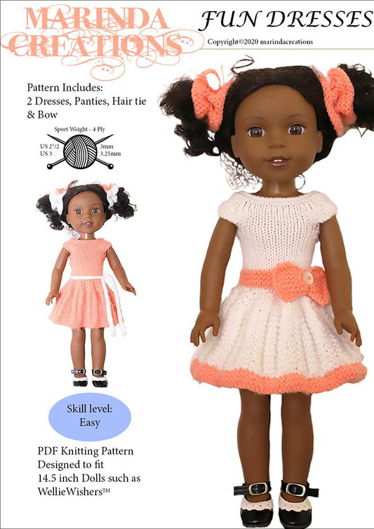 Fun Dresses 14.5" Doll Knitting Pattern