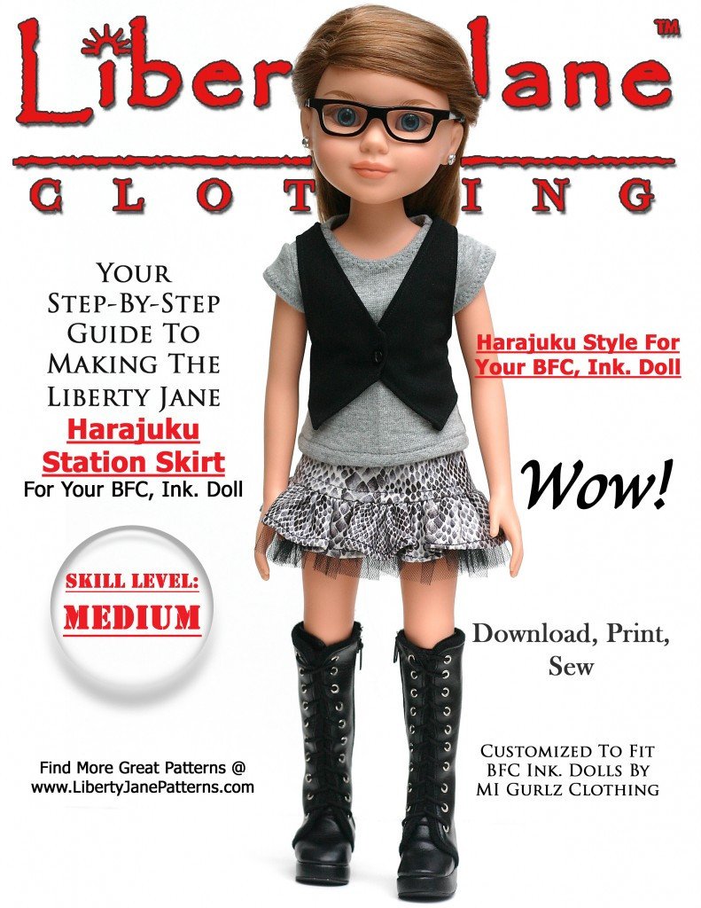 Harajuku Skirt Pattern for BFC, Ink. Dolls