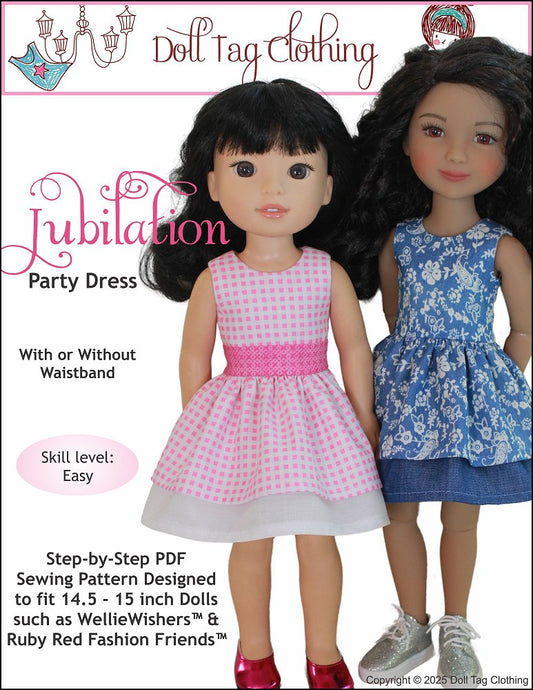 Jubilation Party Dress 14.5-15 inch Doll Clothes Pattern