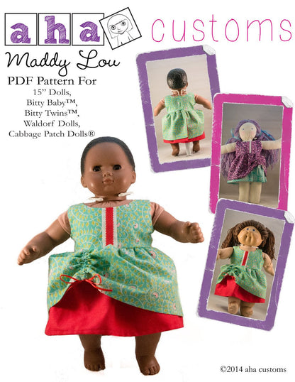 Maddy Lou Dress 15" Baby Doll Clothes Pattern