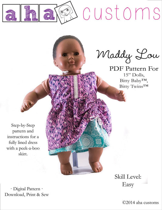 Maddy Lou Dress 15" Baby Doll Clothes Pattern
